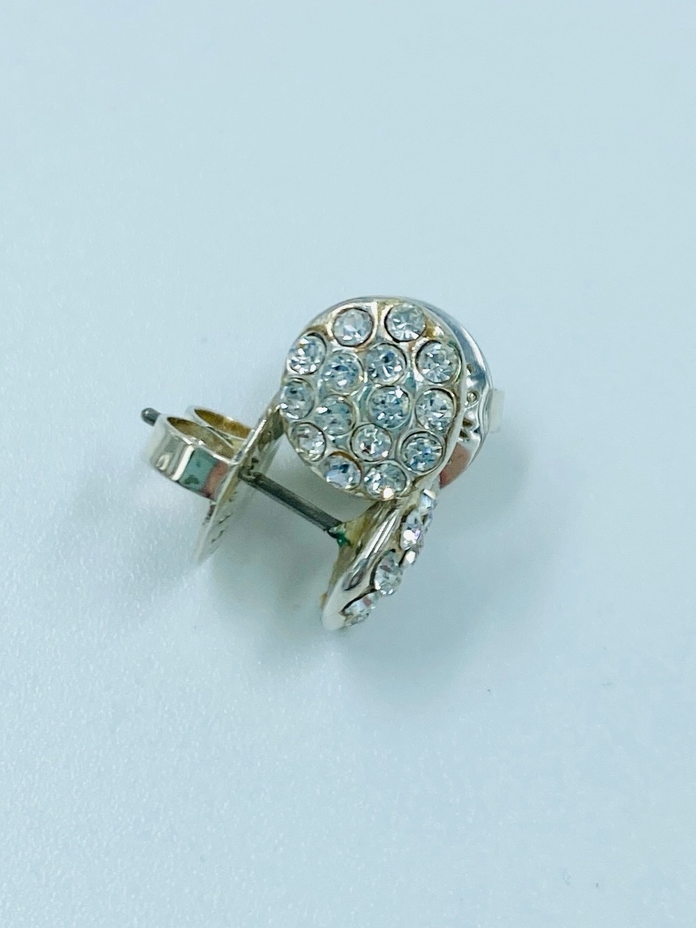 Robert Lee Morris Silver Rhinestone Circular Round Stud Earrings - Picture 3 of 4